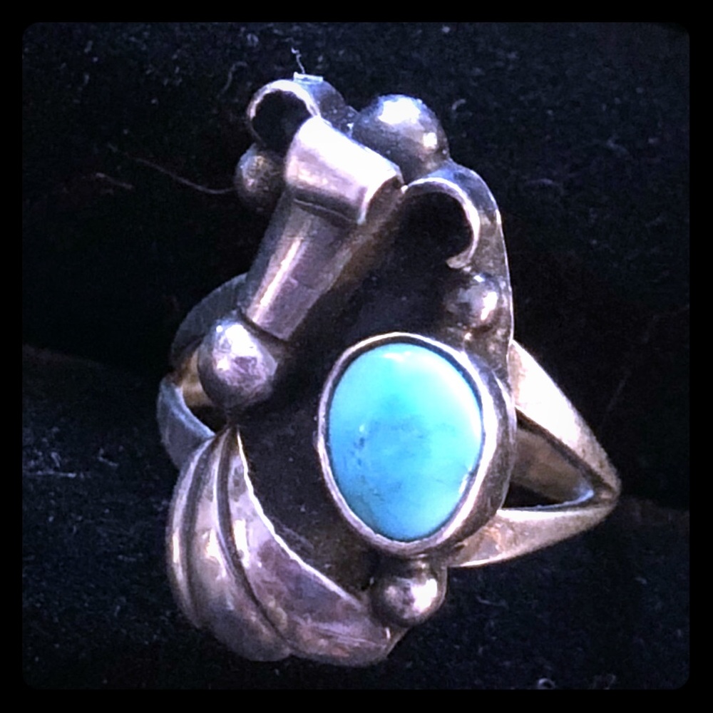 Turquoise squash blossom ring